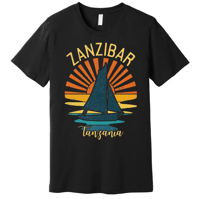 Vintage Zanzibar Tanzania Africa Sunset Sailing Premium T-Shirt