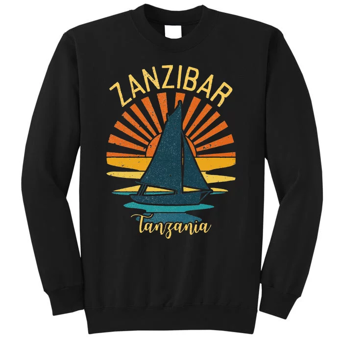 Vintage Zanzibar Tanzania Africa Sunset Sailing Tall Sweatshirt