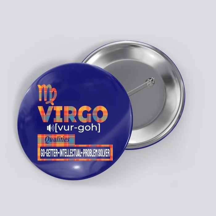 Virgo Zodiac Traits Qualities Funny Gift Button