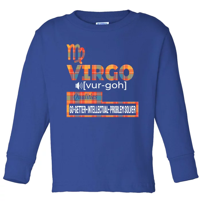 Virgo Zodiac Traits Qualities Funny Gift Toddler Long Sleeve Shirt