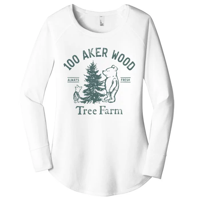 100 AKER TREE FARM Funny Acre Wood Women's Perfect Tri Tunic Long Sleeve Shirt