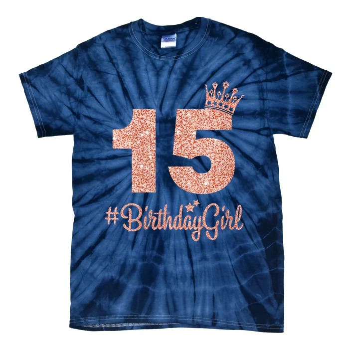 Wo 15 #BirthdayGirl Sweet fifteen 15th Pink Crown Tee for Girl V-Neck Tie-Dye T-Shirt