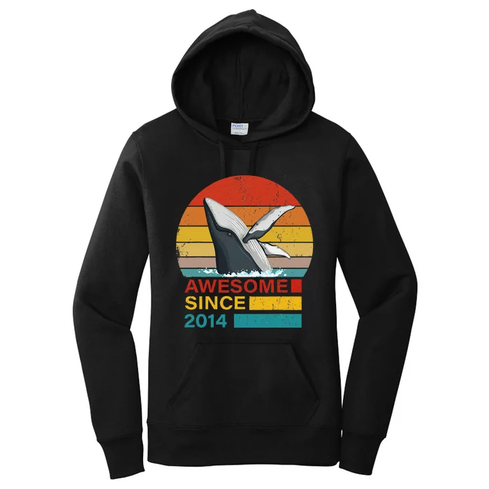 Whale 2014 Birthday Funny Vintage Whale Retro Sunset Women's Pullover Hoodie