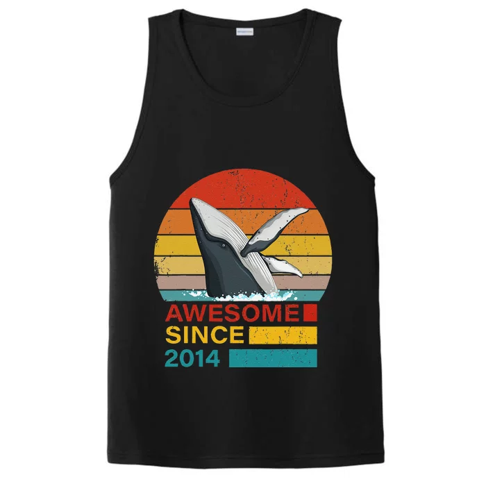 Whale 2014 Birthday Funny Vintage Whale Retro Sunset Performance Tank