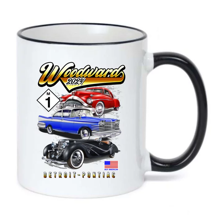 Woodward 2024 Classic Cruise Detroit To Pontiac Trio Of Cars Black Color Changing Mug