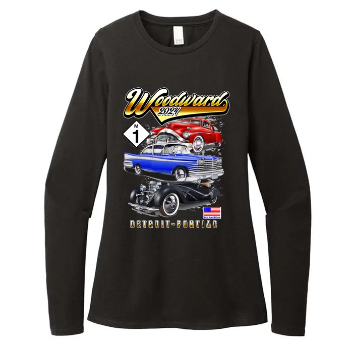 Woodward 2024 Classic Cruise Detroit To Pontiac Trio Of Cars Womens CVC Long Sleeve Shirt