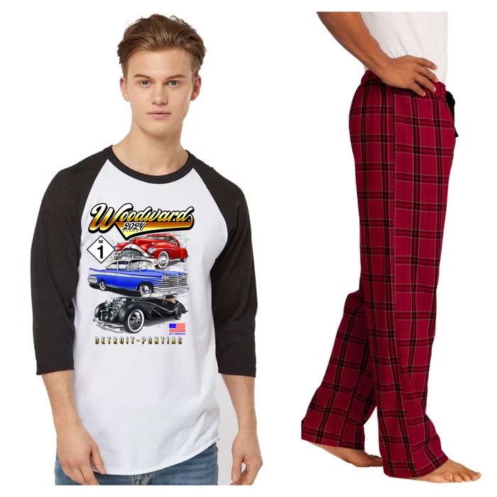 Woodward 2024 Classic Cruise Detroit To Pontiac Trio Of Cars Raglan Sleeve Pajama Set