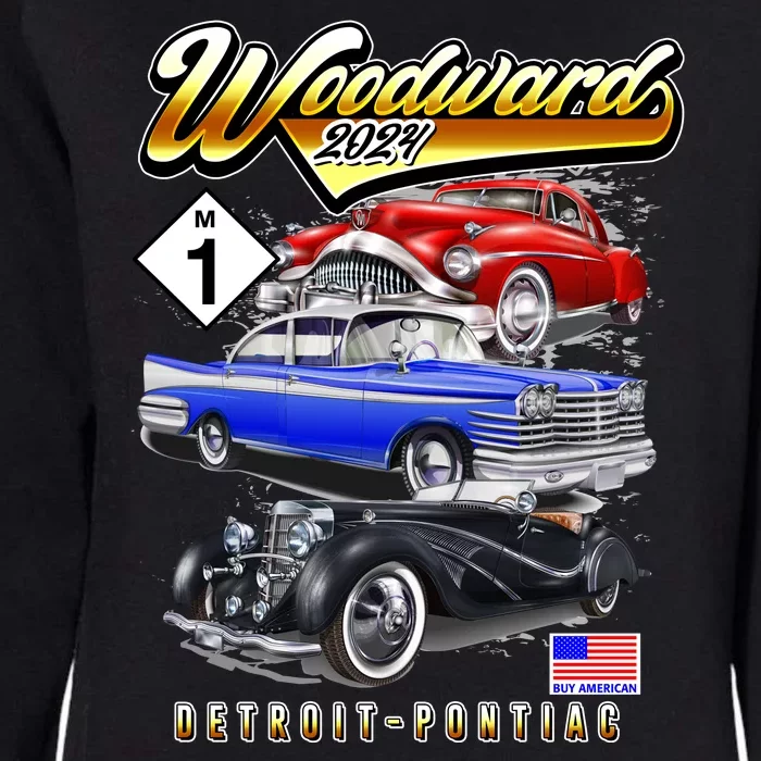 Woodward 2024 Classic Cruise Detroit To Pontiac Trio Of Cars Womens California Wash Sweatshirt