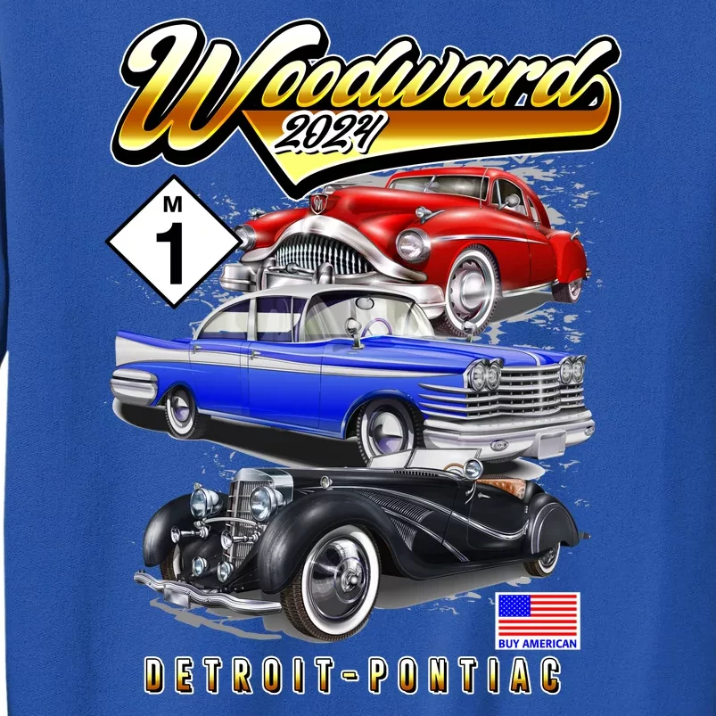 Woodward 2024 Classic Cruise Detroit To Pontiac Trio Of Cars Sweatshirt