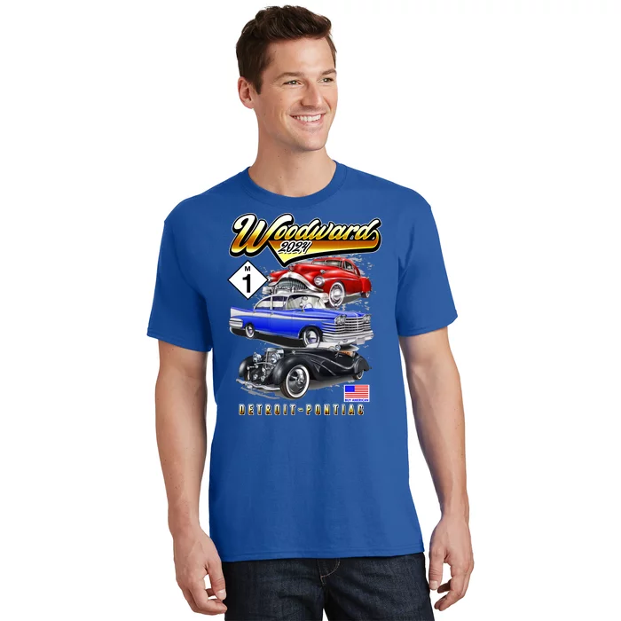 Woodward 2024 Classic Cruise Detroit To Pontiac Trio Of Cars T-Shirt