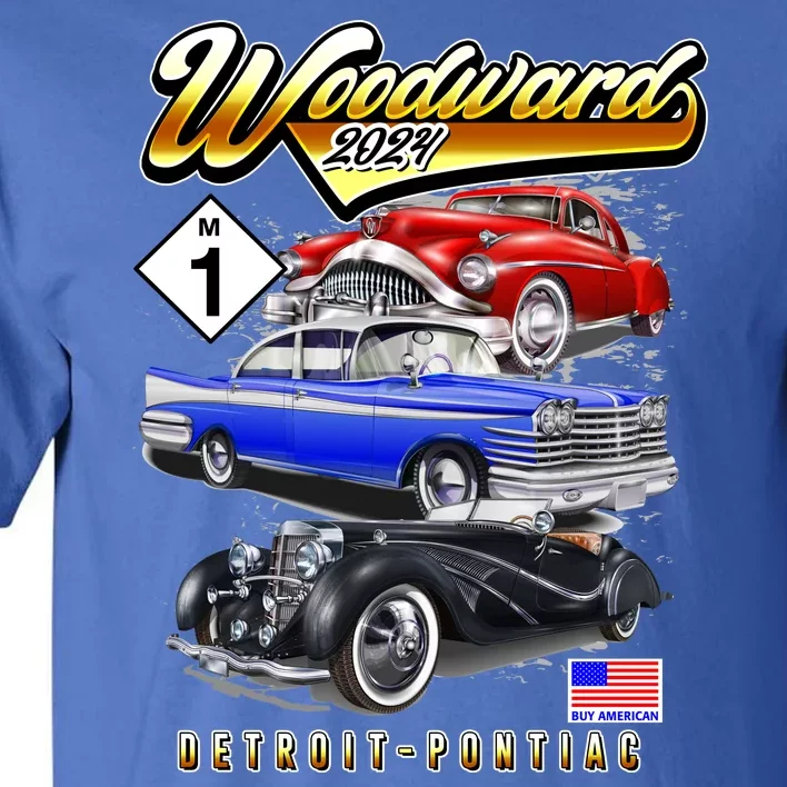 Woodward 2024 Classic Cruise Detroit To Pontiac Trio Of Cars Tall T-Shirt