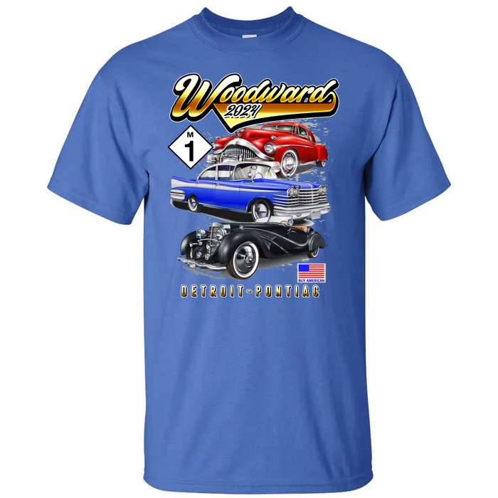 Woodward 2024 Classic Cruise Detroit To Pontiac Trio Of Cars Tall T-Shirt