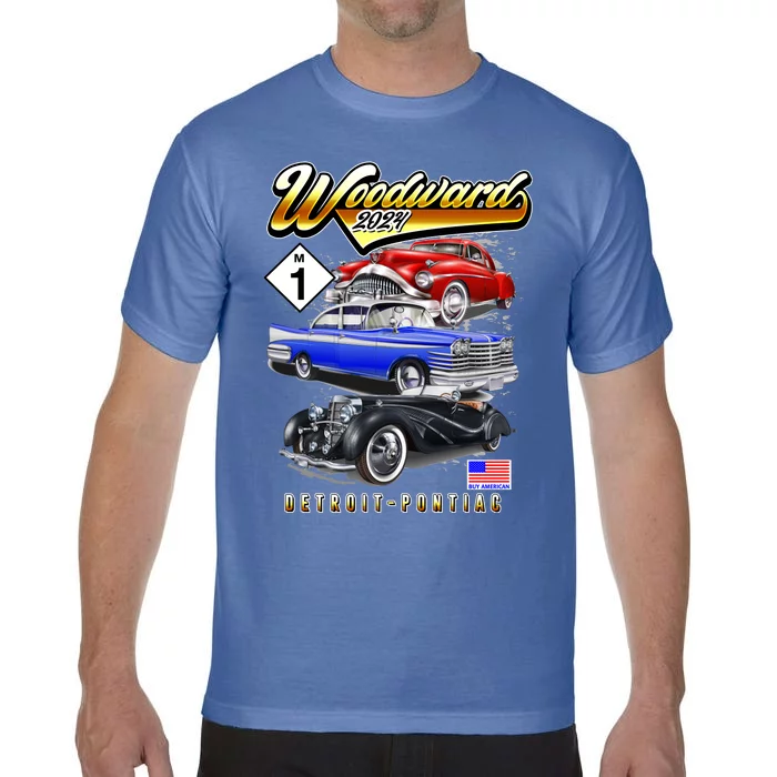 Woodward 2024 Classic Cruise Detroit To Pontiac Trio Of Cars Comfort Colors T-Shirt