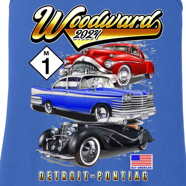 Woodward 2024 Classic Cruise Detroit To Pontiac Trio Of Cars Ladies Essential Tank