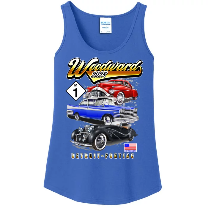 Woodward 2024 Classic Cruise Detroit To Pontiac Trio Of Cars Ladies Essential Tank