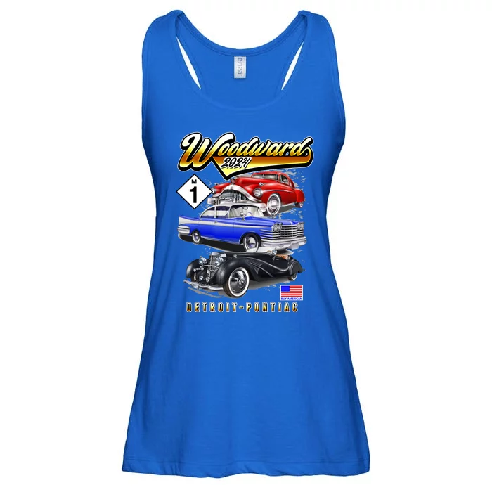 Woodward 2024 Classic Cruise Detroit To Pontiac Trio Of Cars Ladies Essential Flowy Tank