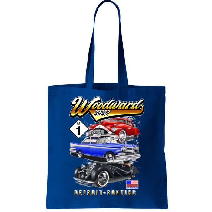 Woodward 2024 Classic Cruise Detroit To Pontiac Trio Of Cars Tote Bag