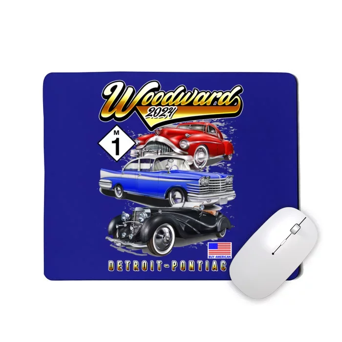 Woodward 2024 Classic Cruise Detroit To Pontiac Trio Of Cars Mousepad