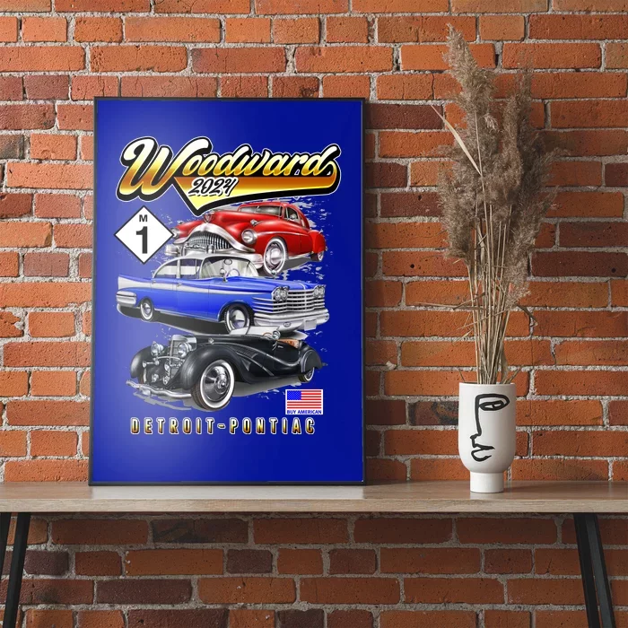 Woodward 2024 Classic Cruise Detroit To Pontiac Trio Of Cars Poster