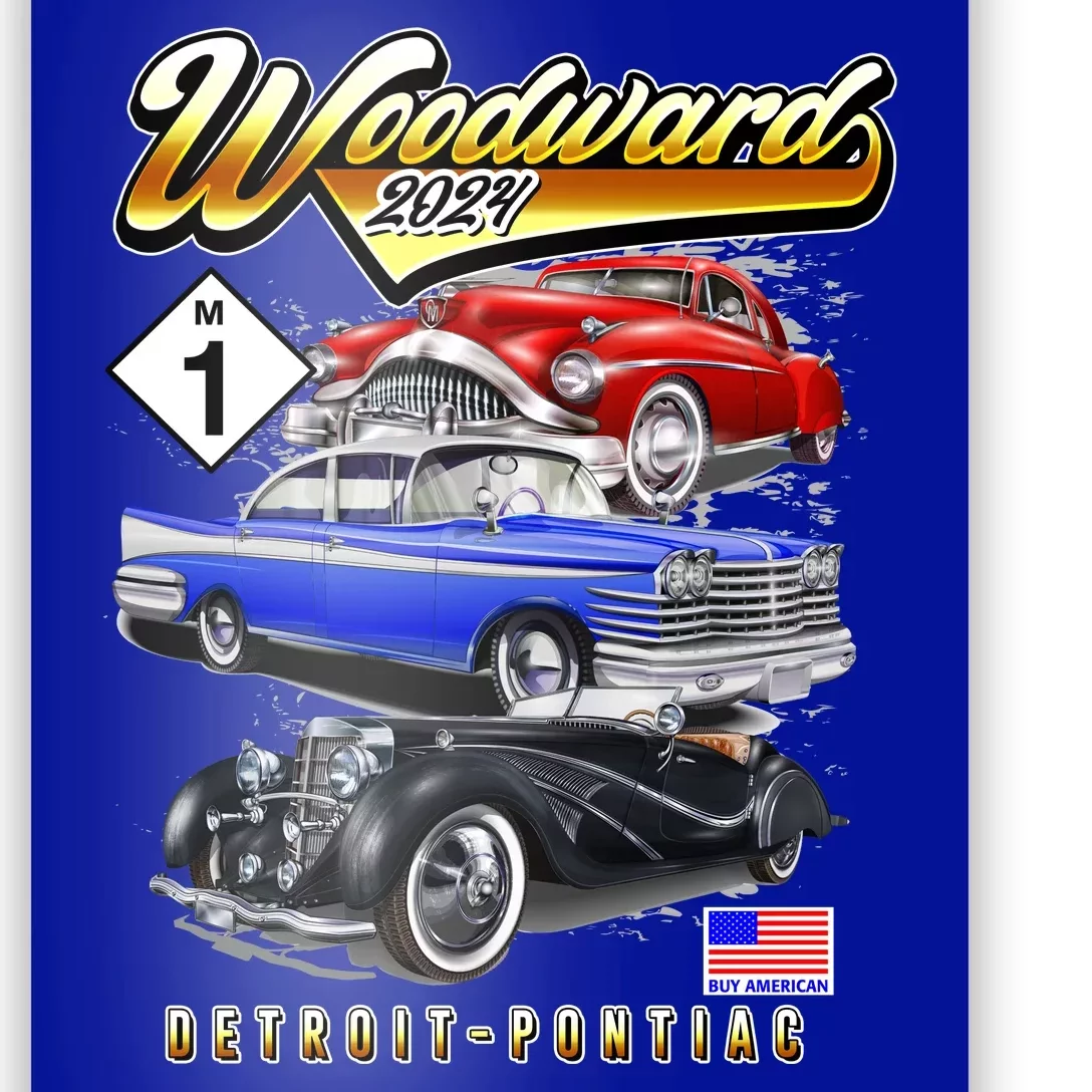 Woodward 2024 Classic Cruise Detroit To Pontiac Trio Of Cars Poster