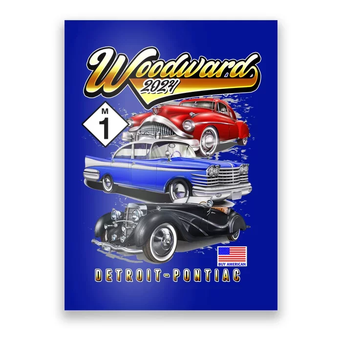 Woodward 2024 Classic Cruise Detroit To Pontiac Trio Of Cars Poster