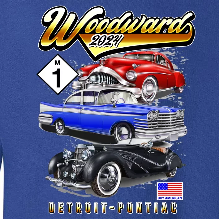 Woodward 2024 Classic Cruise Detroit To Pontiac Trio Of Cars Toddler Sweatshirt