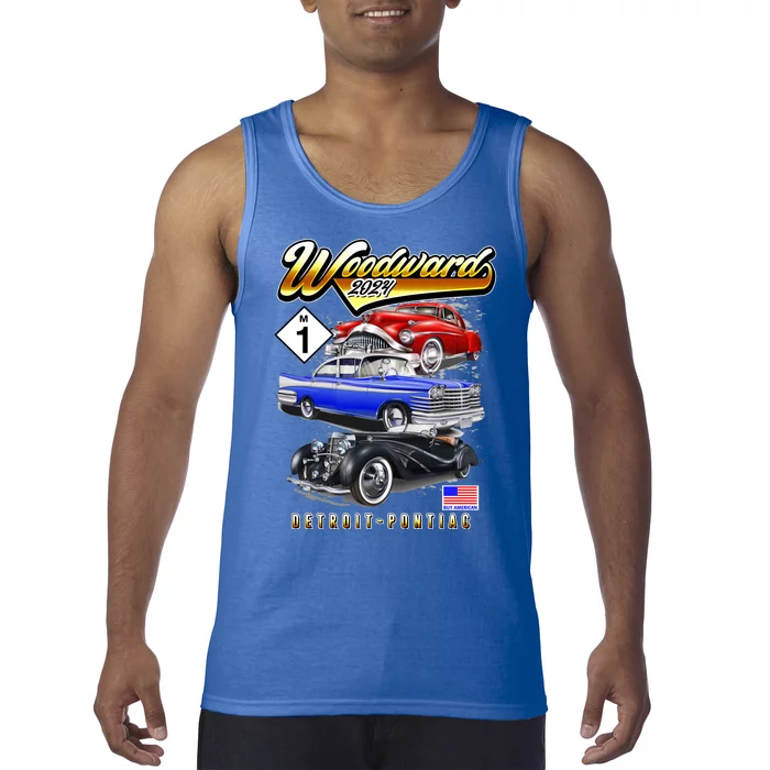 Woodward 2024 Classic Cruise Detroit To Pontiac Trio Of Cars Tank Top