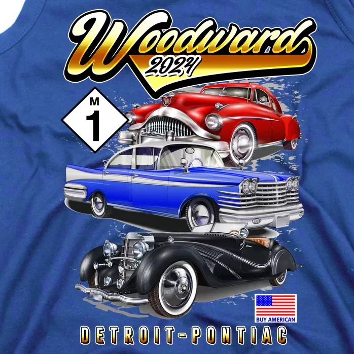 Woodward 2024 Classic Cruise Detroit To Pontiac Trio Of Cars Tank Top