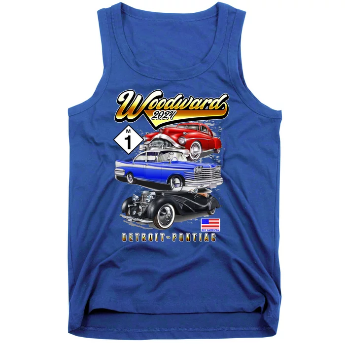 Woodward 2024 Classic Cruise Detroit To Pontiac Trio Of Cars Tank Top