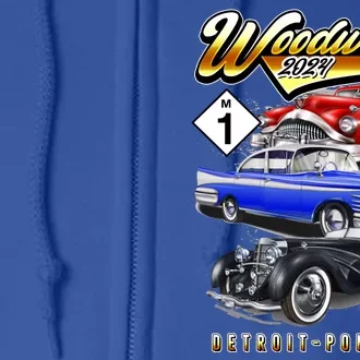 Woodward 2024 Classic Cruise Detroit To Pontiac Trio Of Cars Full Zip Hoodie