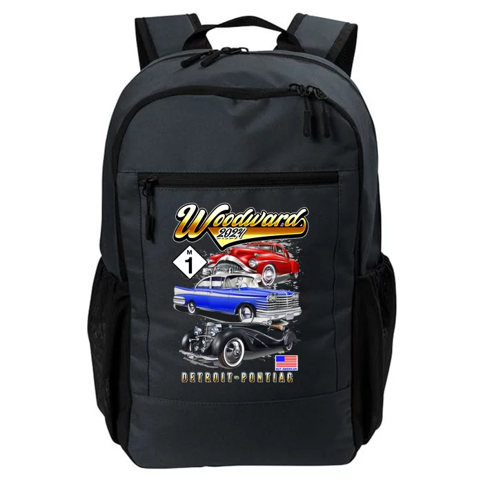 Woodward 2024 Classic Cruise Detroit To Pontiac Trio Of Cars Daily Commute Backpack