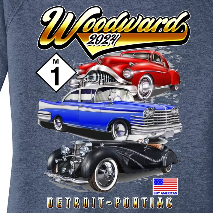 Woodward 2024 Classic Cruise Detroit To Pontiac Trio Of Cars Women's Perfect Tri Tunic Long Sleeve Shirt