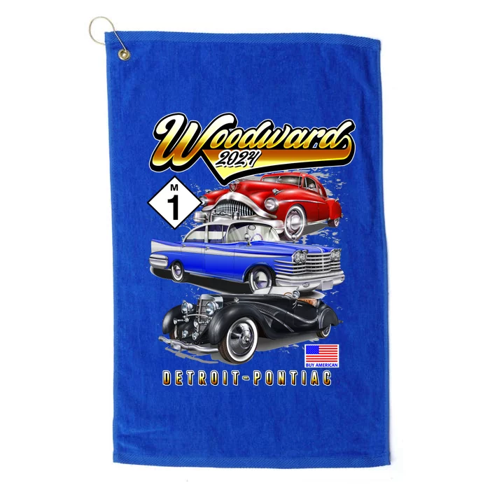 Woodward 2024 Classic Cruise Detroit To Pontiac Trio Of Cars Platinum Collection Golf Towel