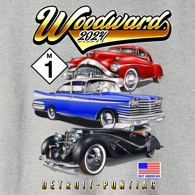 Woodward 2024 Classic Cruise Detroit To Pontiac Trio Of Cars Women's Crop Top Tee