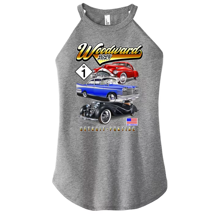 Woodward 2024 Classic Cruise Detroit To Pontiac Trio Of Cars Women’s Perfect Tri Rocker Tank