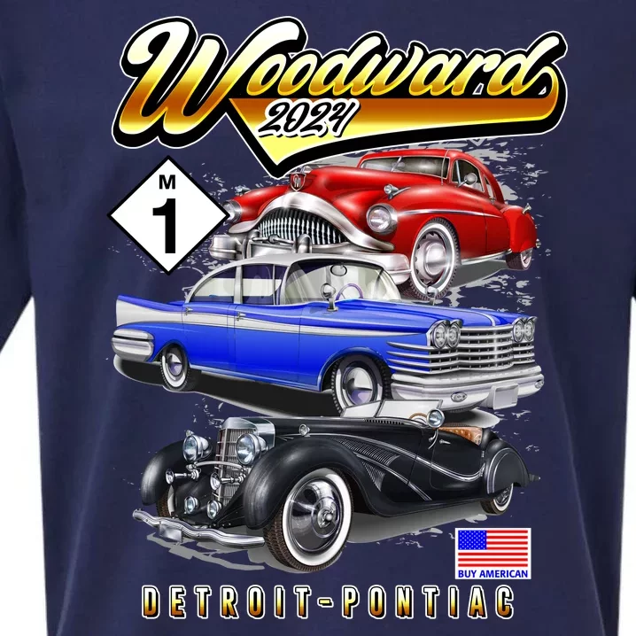 Woodward 2024 Classic Cruise Detroit To Pontiac Trio Of Cars Sueded Cloud Jersey T-Shirt