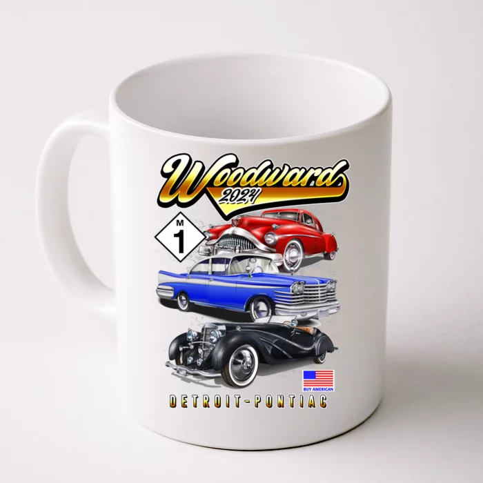 Woodward 2024 Classic Cruise Detroit To Pontiac Trio Of Cars Front & Back Coffee Mug