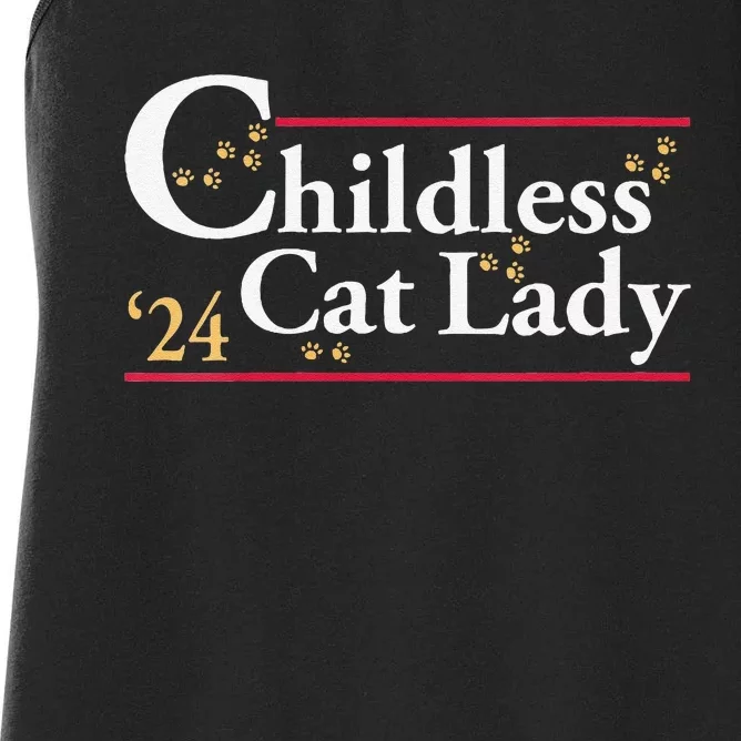 Women 2024 Childless Cat Lady For President Gift Women's Racerback Tank