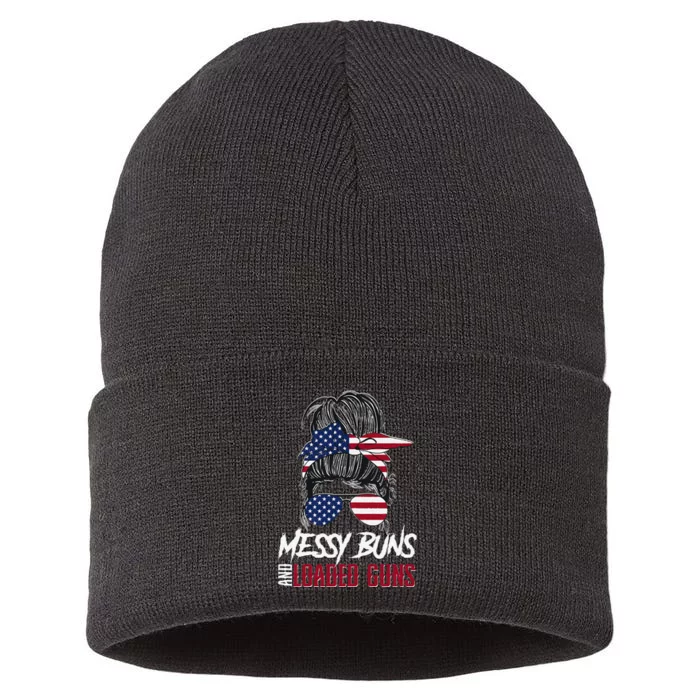 Wo 2A Messy Buns and Loaded Guns Sustainable Knit Beanie