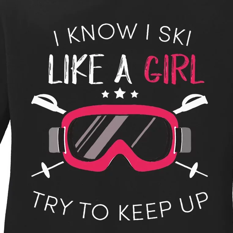 Winter 2018 Skiing Ski Sport Gift Ladies Long Sleeve Shirt