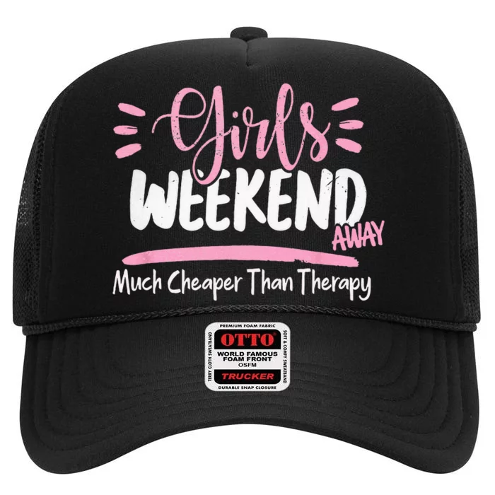 Weekend 2022 Weekend Away Beaches Booze And Besties High Crown Mesh Trucker Hat