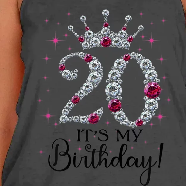 Wo 20 years old It's my Birthday Wo 20th Birthday Funny gift Women's Knotted Racerback Tank