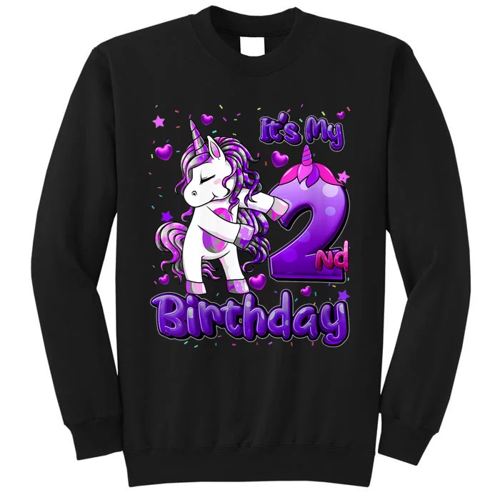 Womens 2 Years Old Unicorn Flossing 2nd Birthday Girl Unicorn Party Sweatshirt