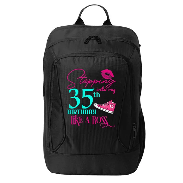 Wo 35th Birthday Like A Boss Funny Step Pink 35 Bday Wo Gift City Backpack