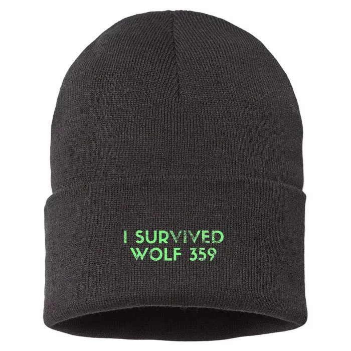 Wolf 359 Survived Funny Science Fiction Space Sustainable Knit Beanie