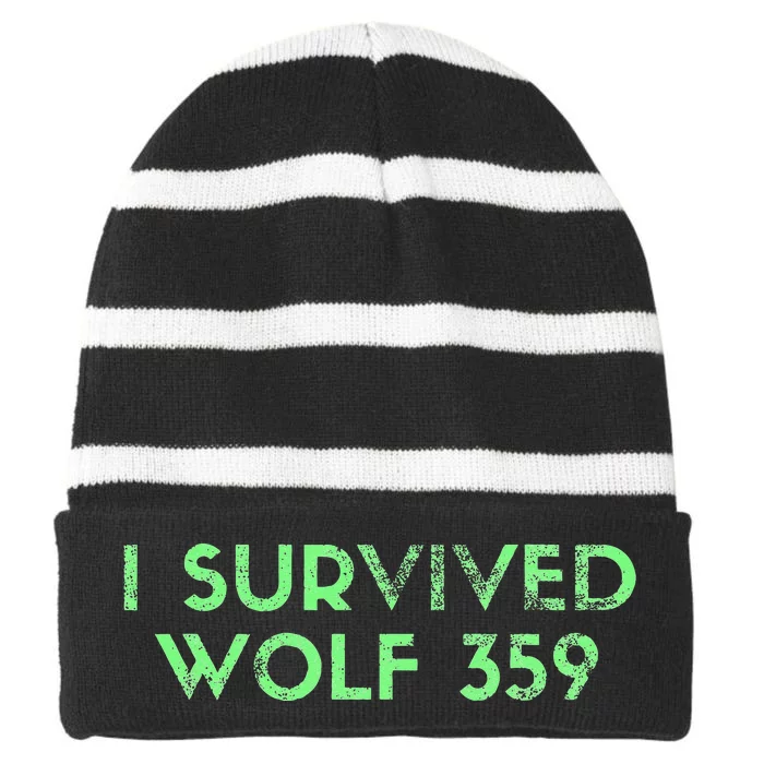 Wolf 359 Survived Funny Science Fiction Space Striped Beanie with Solid Band