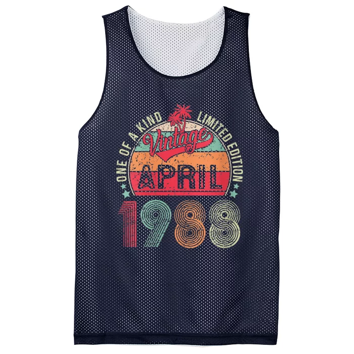 Wo 35 Year Old Gift Vintage April 1988 35th Birthday  Wo Mesh Reversible Basketball Jersey Tank