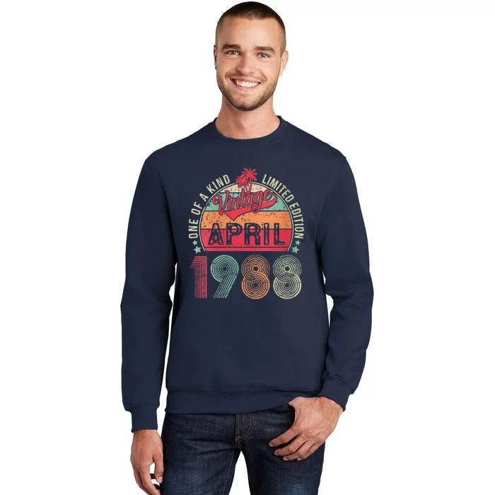 Wo 35 Year Old Gift Vintage April 1988 35th Birthday  Wo Tall Sweatshirt