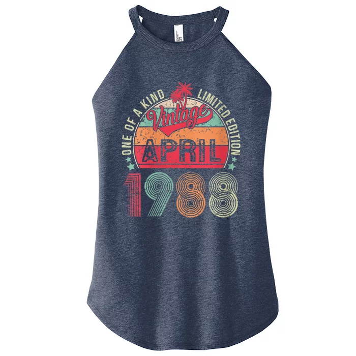 Wo 35 Year Old Gift Vintage April 1988 35th Birthday  Wo Women’s Perfect Tri Rocker Tank