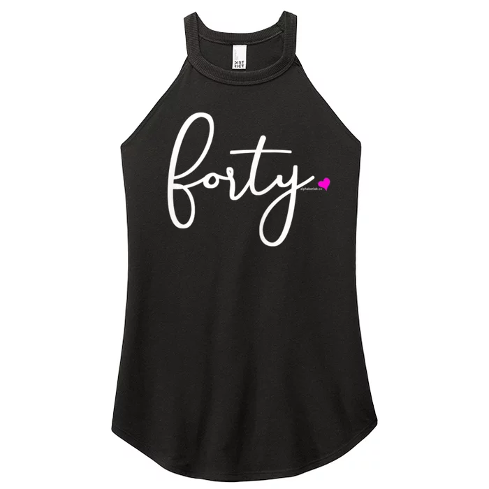 Wom.e.ns 40th Birthday Gift Ideas for Her Wom.e.n  Party Forty Women’s Perfect Tri Rocker Tank